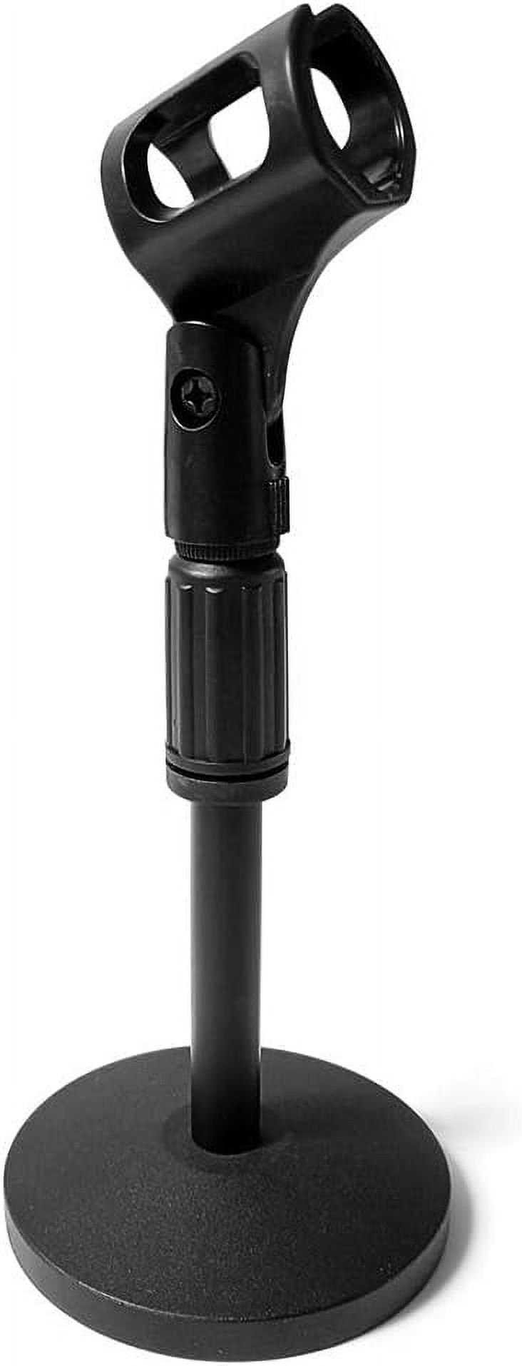 Mini Microphone Desk Stand Round Base With Mic Clip Table Top Mic
