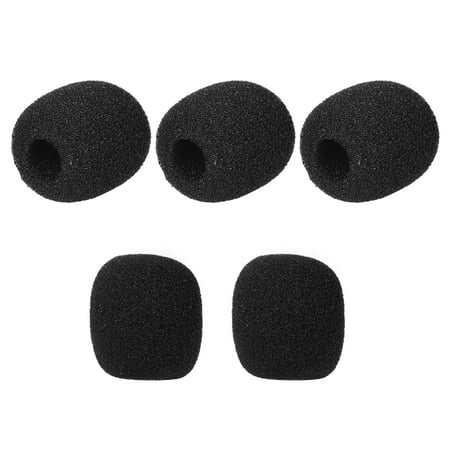 Dcenta Microphone Windscreens Mic Foam Covers for Headset Microphone Black, Pack of 5pcs