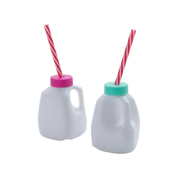 Mini Milk Carton-Shaped Cups with Straws, Party Supplies, 12 Pieces