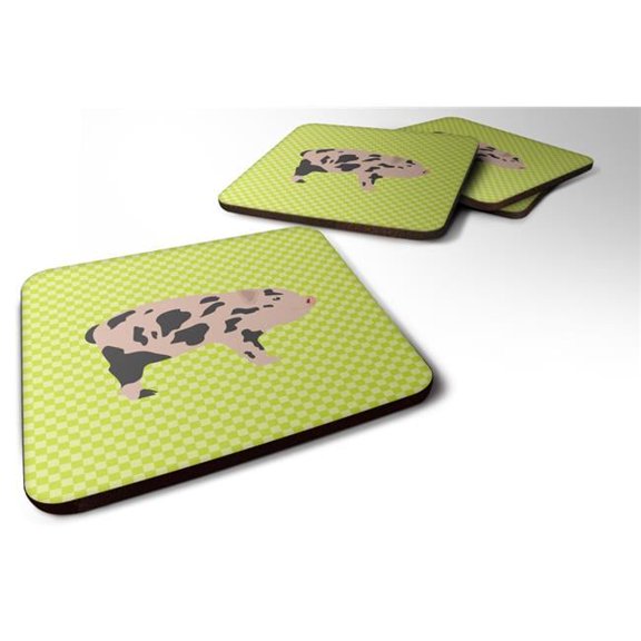 Mini Miniature Pig Green Foam Coaster - Set of 4