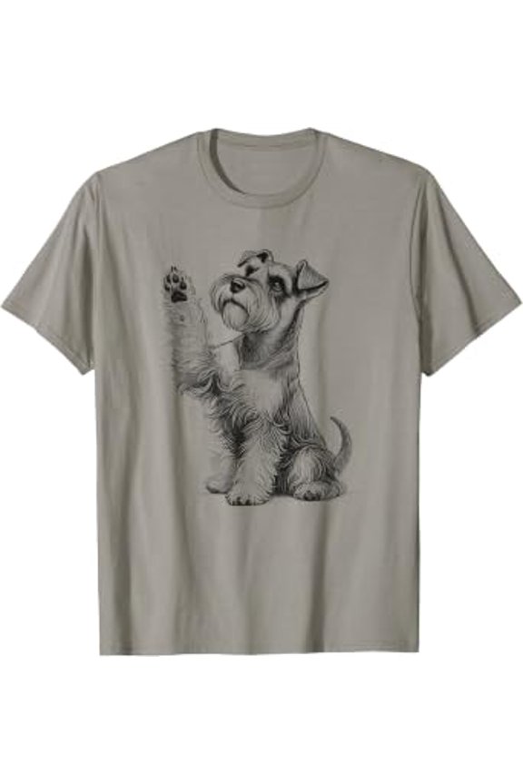 Mini Miniature Schnauzer Dog Raising Paw Love Design Idea T-Shirt All Size S-5XL