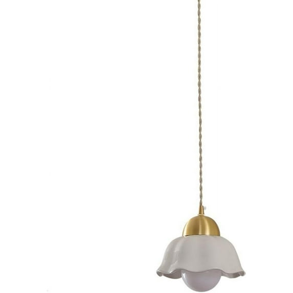 Mini Minimalist White Ceramic Pendant Lighting, Small Farmhouse Pendant Light, Simple Rustic Pendant Light Fixture, Vintage Retro Pendant Lamp for Kitchen Sink Dining Room Over Island