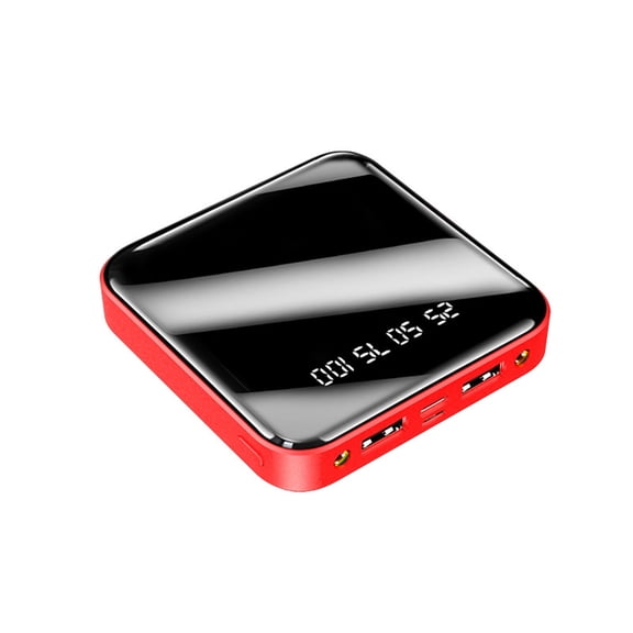 Mini Mirror Surface Power Bank, 10000mAh Portable Pocket Charger with Digital Power Display & Dual USB Output Ports