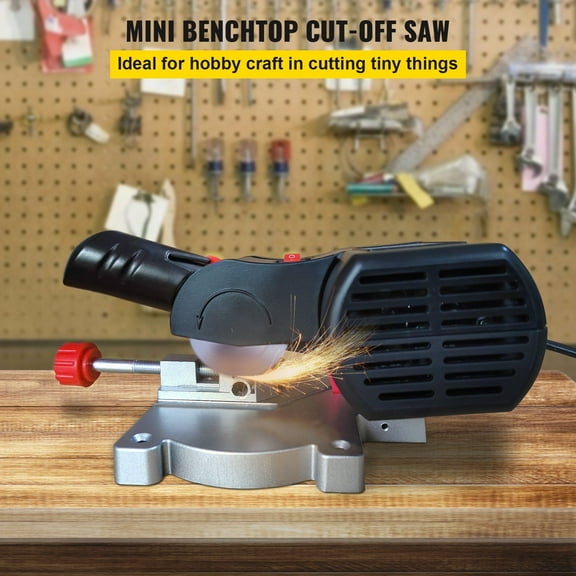 Mini Miter Cut-off Chop Saw,Two 2-5/16"Blade of Steel&Resin with 1/2"Cutting Depth,0-45 Benchtop Miter Saw for Copper,Aluminum,Wood,Zinc in Hobby Craft