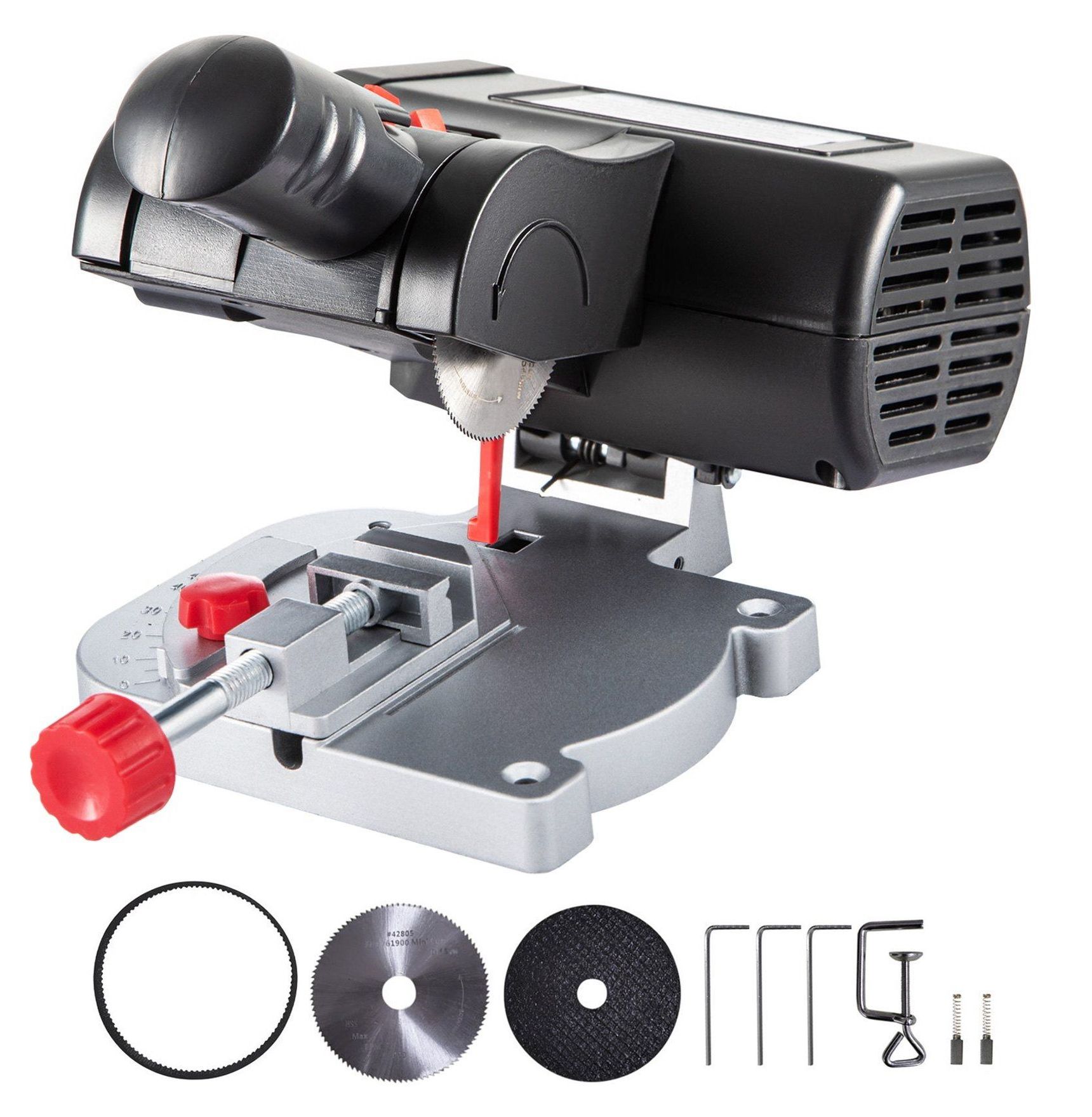 Mini Miter Saw, 2-5/16" Cut-Off Chop Saw with 2 Blades, 0-45° Adjustable, 1/2" Cutting Depth for Wood, Aluminum, Copper, DIY Hobby Craft