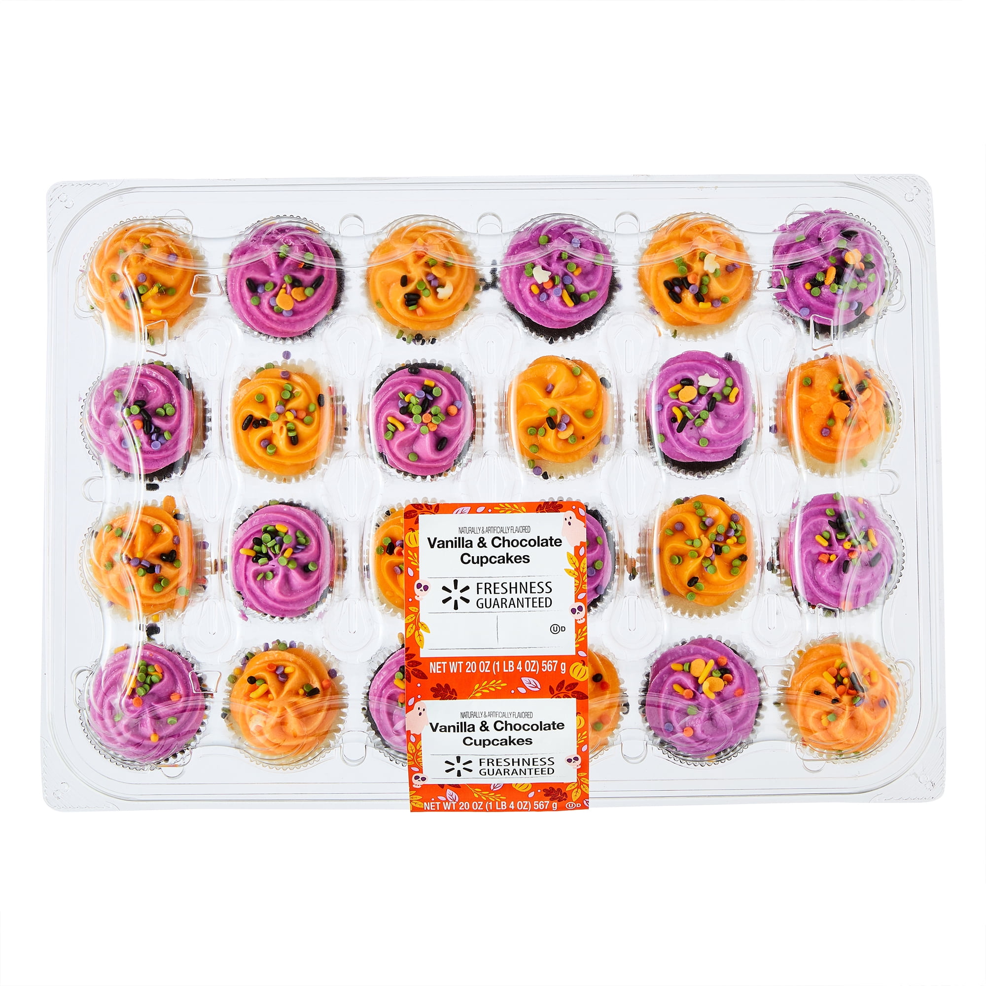 Freshness Guaranteed Halloween Vanilla and Chocolate Cupcakes, 20 oz, 24 Count