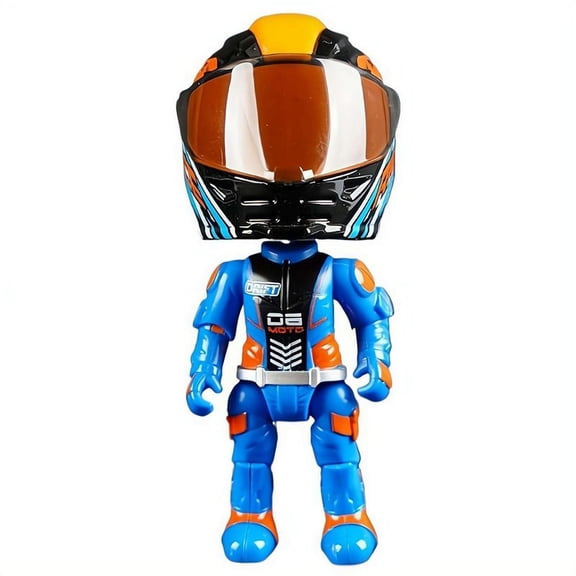 Mini Mo-to Helmet Heroes Transforming Action Figure with Hidden Racer, Articulated Robot Motorcycle Helmet Ornament for Desk Decor, Creative Gift for Biker and Motorcycle Enthusiasts