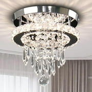 Mini Modern Crystal Chandeliers LED Ceiling Light Fixtures Stainless Steel Flush Mount Ceiling Chandelier Light for Bedroom Living Room Foyer Hallway Closet(Multicolor,Non-dimmable)