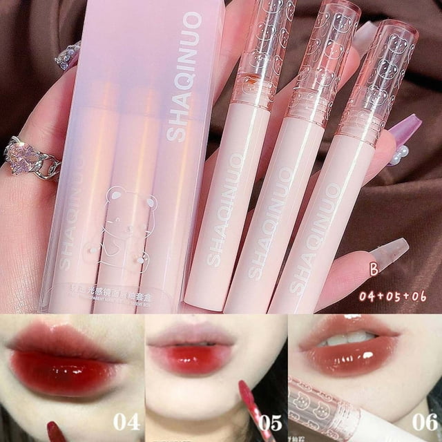 Mini Moisturizing Lip Gloss 3-Pack 0.1oz Long-Lasting Moisturizing Lip Gloss Oil, NGTEVOOS Clearance