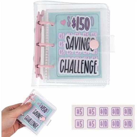 Mini Money Saving Binder $150 Savings Challenge Book with 25 Envelopes, Easy & Simple, Palm-Sized (Pink, 1 Pack)