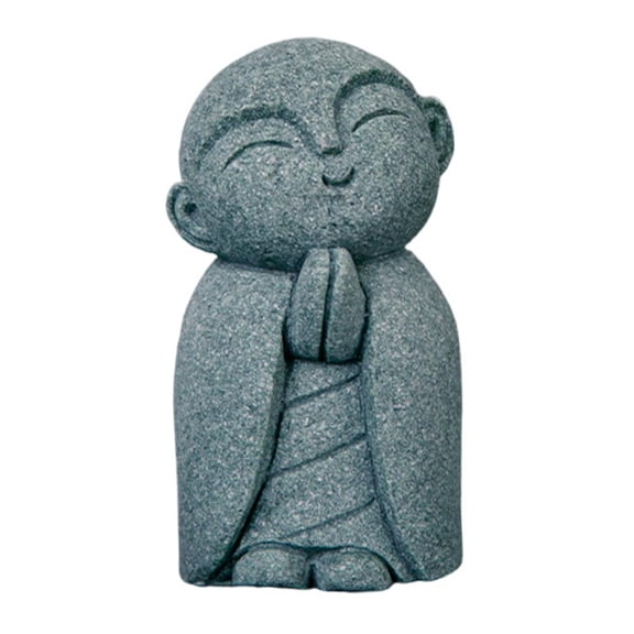 Mini Monk Buddha Statue, Sandstone Zen Praying Figurine for Feng Shui & Car Dashboard Decor