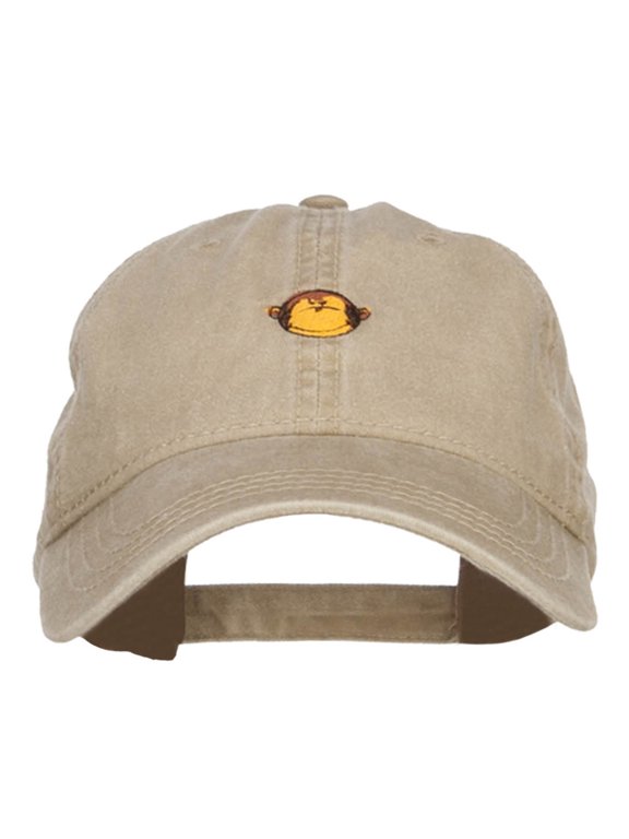 Mini Monkey Embroidered Washed Cap - Khaki OSFM