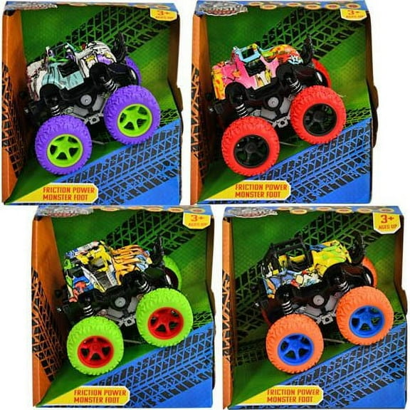 Mini Monster Foot 4x4 Friction truck- 4 asst- plastic Design B- SHIP 1 PC RANDOMLY