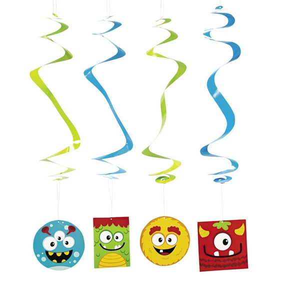 Mini Monster Swirls - Party Decor - 12 Pieces