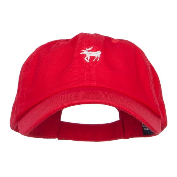 Mini Moose Embroidered Low Cap - Red OSFM