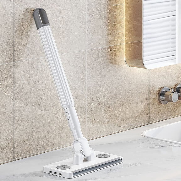 Mini Mop 12 Inch Hands Free Snap Grip Flat Mop with 360 Degree Rotating Head and Automatic Cloth Clamping for Hardwood Tile Bathroom Floor Cleaning