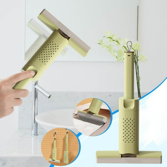 Mini Mop for Cleaning, Strong Absorbent Hand Wash Mop, 10.8 by 5.9 Small Desktop Glass Cleaner with Squeeze Function, Non-scratch & Space Saving for Small Apartments, Dorms & Rv Use