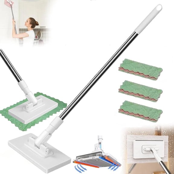 Mini Mop, Disposable Dust Mop with Reusable Cloths, 40inch Locking Handle Wet/Dry Mops for Multi-Surface Floors, Gaps & Multi-Surface, No Wash