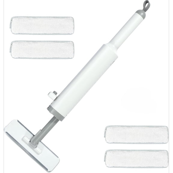 Mini Mop Portable Self-Squeeze Small Mop Hand-Free Cleaning Flat Squeeze Short Mop with Crevice Brush Scraper Wet and Dry Use 360 Rotatable Cleaning Mini Mop for Bathroom Kitchen Tableware Desktop