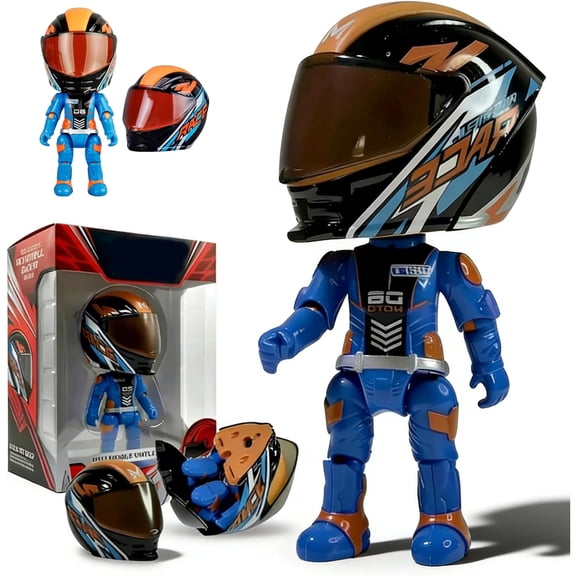 Mini Moto Helmet Heroes - Transforming Ornaments Motorcycle Helmet Action Figure with 360-Degree Articulated Joints, Motorcycle Enthusiasts Desk Décor