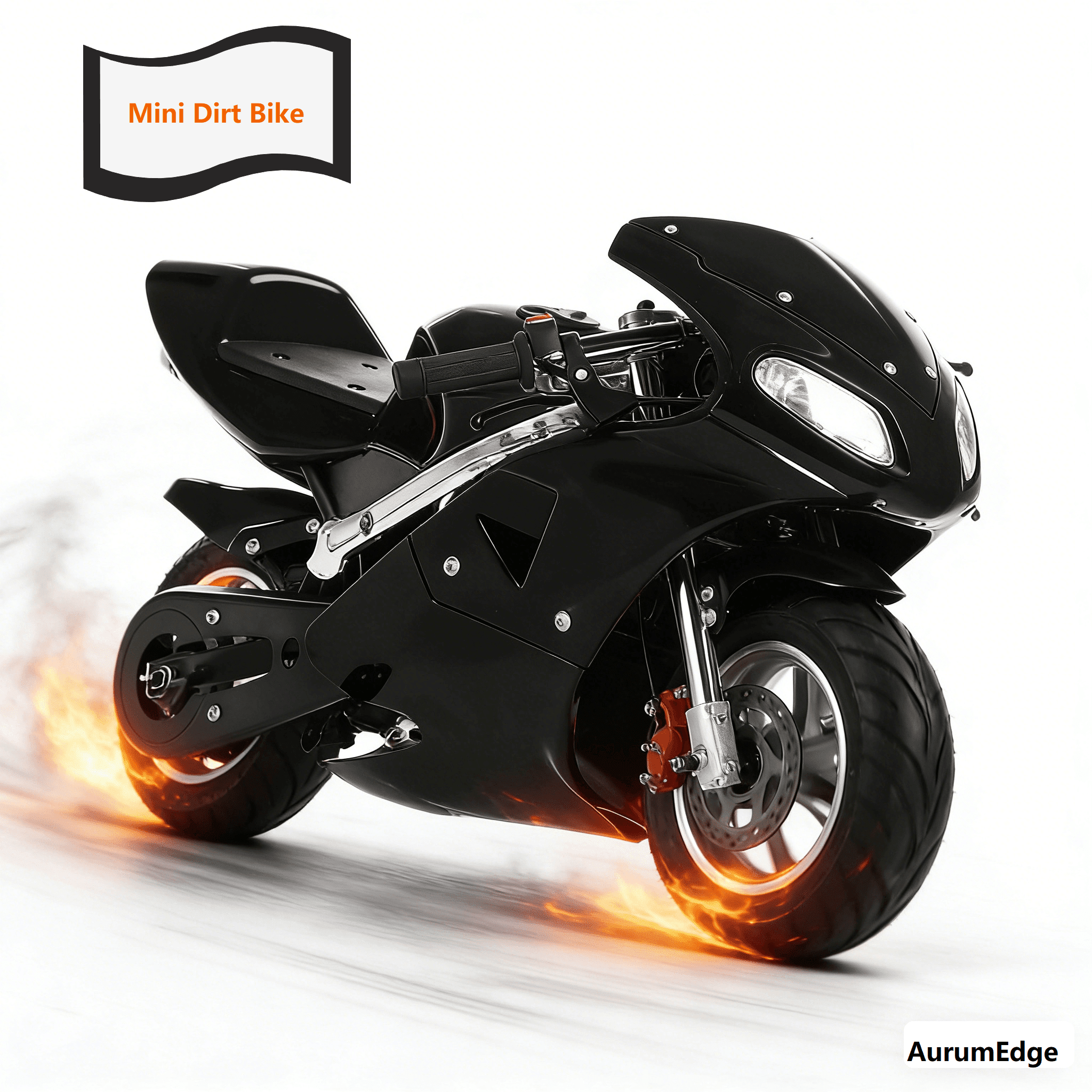 Mini Motorcycle for Kids, 49cc 2 Stroke Pocket Bike, Gas Motorbike, Dual Headlights 1.25L Gas Tank, Max Load 170lbs Black
