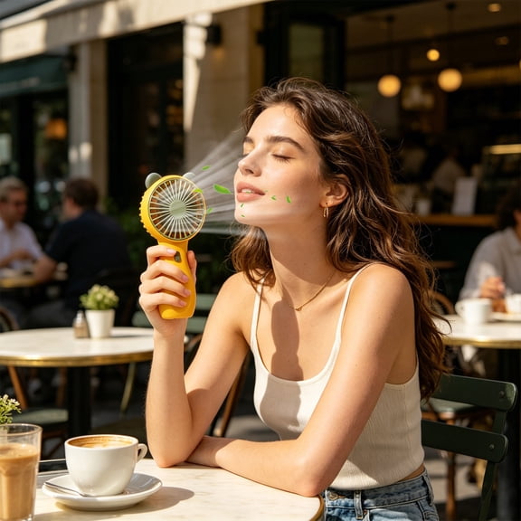 Mini Mouse Handheld USB Fan, Mini Portable Rechargeable Battery Operated Quiet Breeze for Outdoor and Travel Yellow 2.56X5.5in
