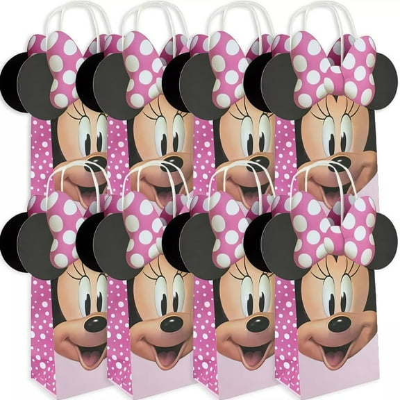 Mini Mouse Party Favor Paper Bags - 8.25" x 5" x 3.25" | Multicolor - Pack of 8
