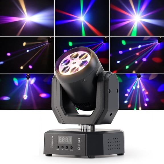 Mini Moving Light,30W Compact Led DJ Stage Lights with -Eyes/Dot Beam/Halo Effects,Remote Control Sound & DMX512 Control for Wedding DJ Party Stage Lighting Disco Club