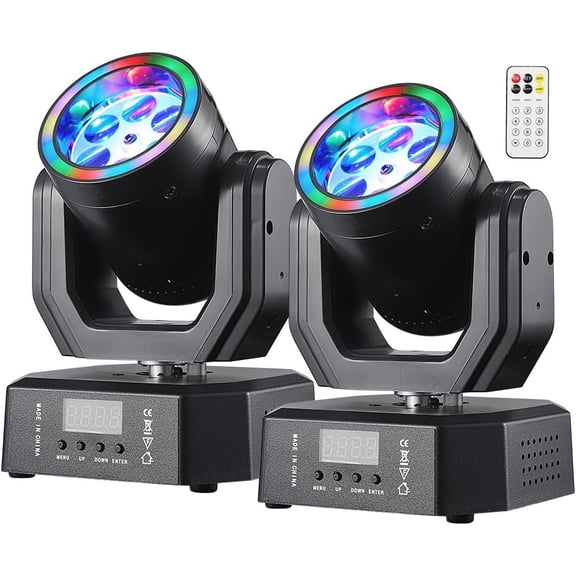 Mini Moving Light, 30W Compact Led DJ Stage Lights Moving -Eyes with Halo Effects, Remote/ DMX512/ Sound Control for Wedding DJ Party Disco Club Small Venues