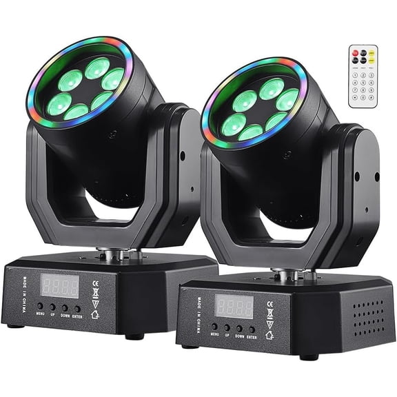 Mini Moving Light, 30W Compact Led DJ Stage Lights Moving Wash with Halo Effects, Remote/ DMX512/ Sound Control for Wedding DJ Party Disco Club Small Venues