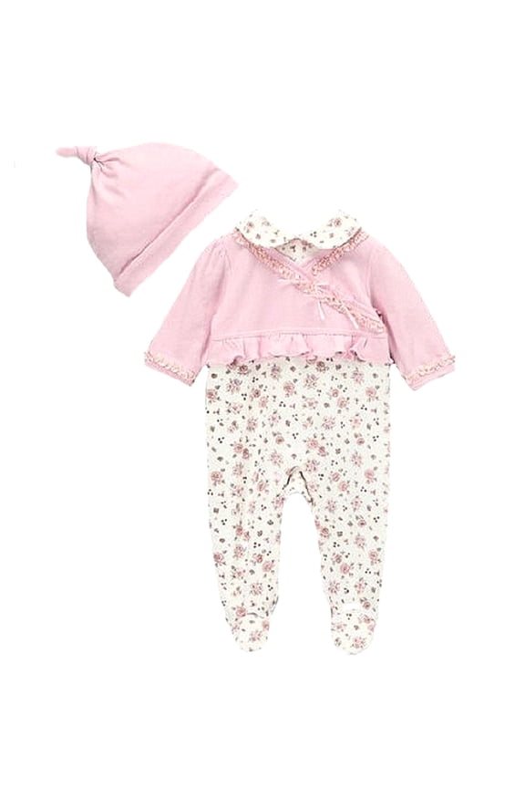 Baby Girl's Floral Footie Bodysuit & Hat (3-6 Months)