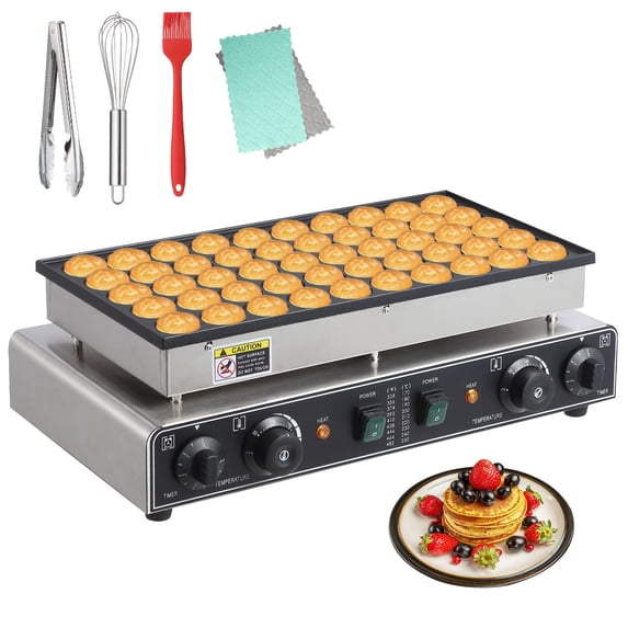 Mini Muffin Maker, Commercial Non-Stick Pancake Maker ,50 Hole Stainless Steel Electric Muffin Maker with 50-300°C Temperature and Time Control, for Home and Restaurant