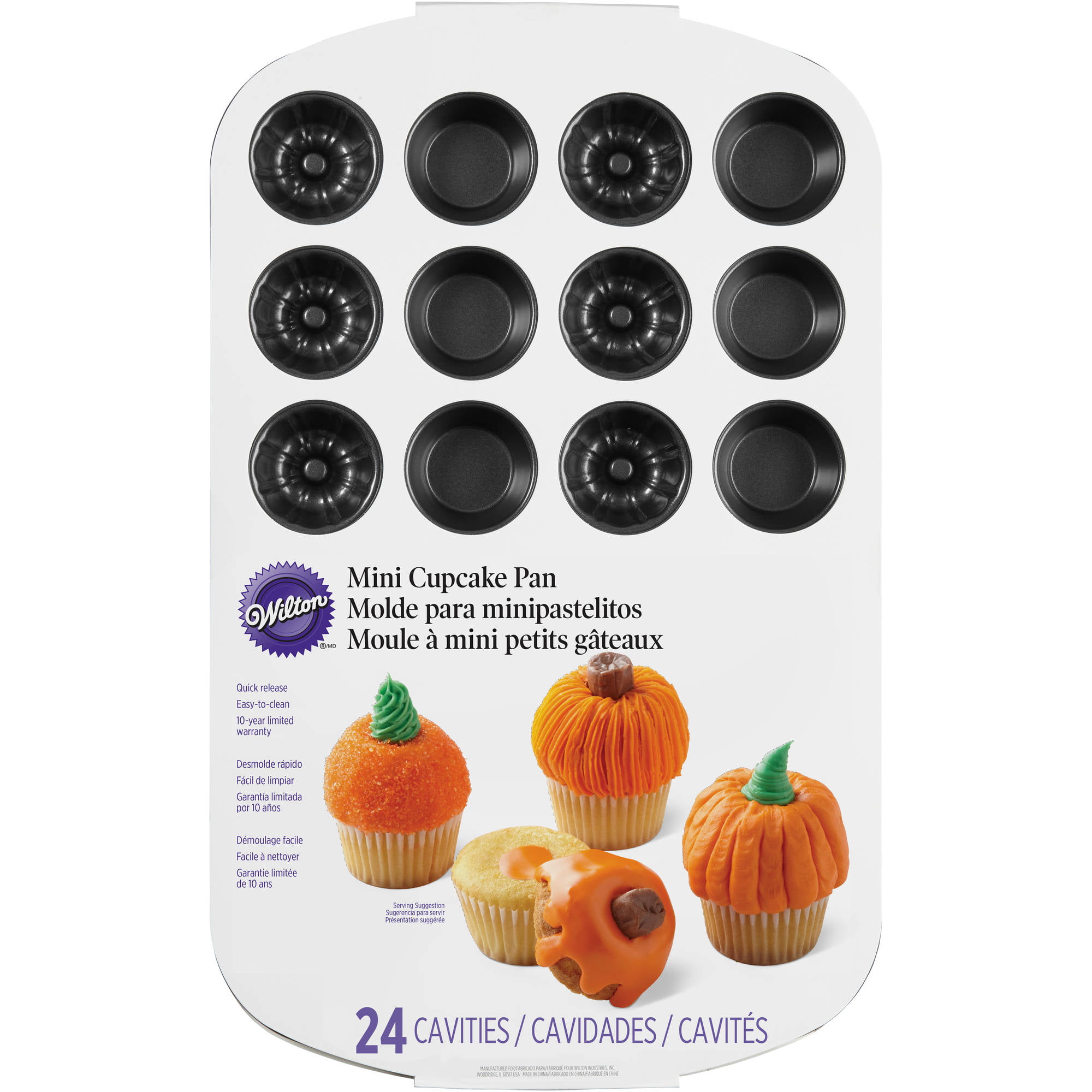 Wilton Mini Muffin Cupcake Pan 24-Cavity (12 Top, 12 bottom) Mini Pumpkin  NEW