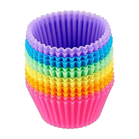 Mini Muffin Pan, Reusable Silicone Cupcake Molds 2in 24 Pack, Small Baking Cups Truffle Cake Pan Set Nonstick in 6 Colors