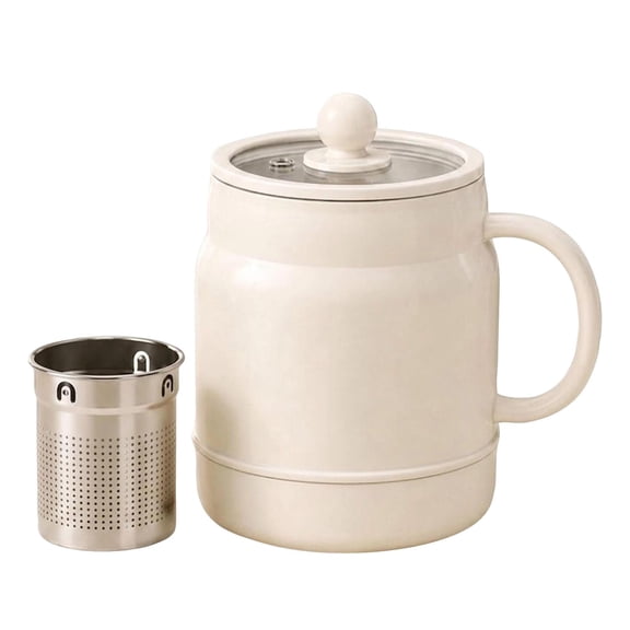 Mini Multi-Function Electric Simmer Health Mug 220V Uk Spec White, Electric Tea Maker, Hot Water Mug, Tea Steeping Mug, Tea Cup with Infuser and Lid, 7X7X4.5 Inch Corded Enamel