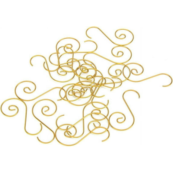 Mini Multi Purpose Metal S Shape Hooks, Tree Hangers, 60pcs Christmas Tree Ornament Hooks Christmas Tree Holder Decoration (Gold)