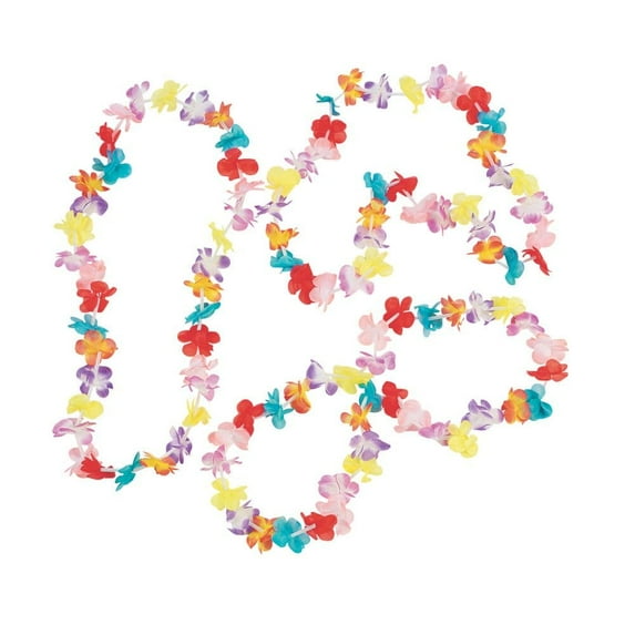 Mini Multicolor Flower Leis - Apparel Accessories - 12 Pieces