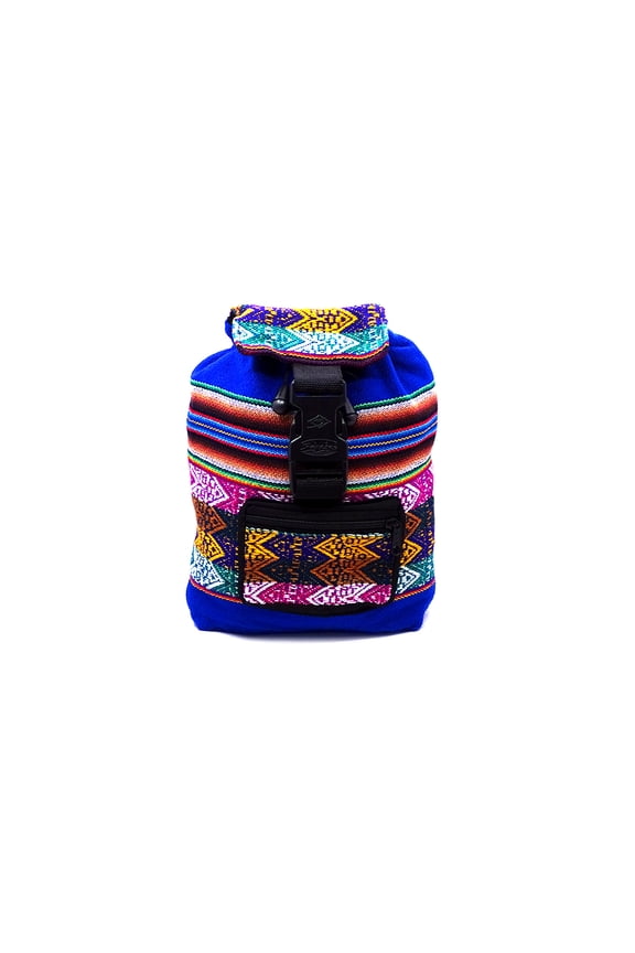 Mini Multicolored Peruvian Tribal Print Striped Pattern Lightweight Drawstring Backpack - Handmade Bags Boho Accessories