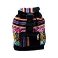 thumbnail image 1 of Mini Multicolored Peruvian Tribal Print Striped Pattern Lightweight Drawstring Backpack - Handmade Bags Boho Accessories, 1 of 3