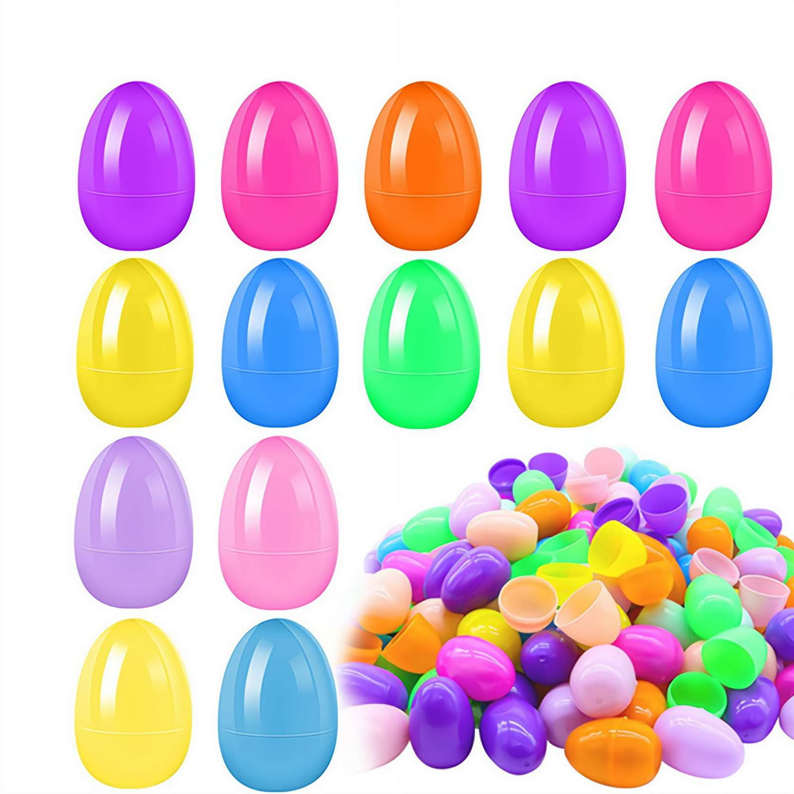 Mini Multicolored Plastic Easter Eggs, 2.36 Inch Bright Solid Color Fillable Hinged Eggs, Bulk Empty Eggs for Party Favors Easter Basket Stuffers Classroom Prizes 100Pack