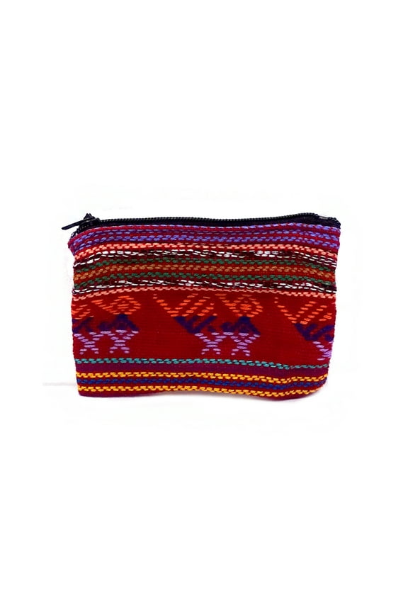 Mini Multicolored Tribal Pattern Woven Lightweight Coin Purse Zipper Pouch - Womens Fashion Handmade Bags Boho Travel Accessories