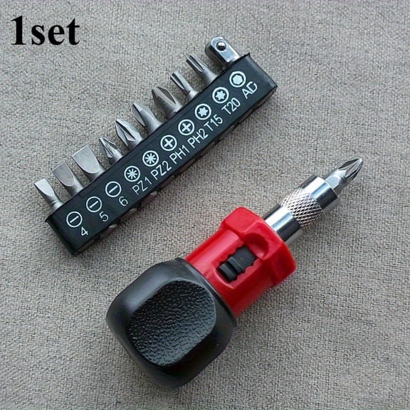 Mini Multifunction Ratchet Screwdriver Set with 20/25/27/30/35/40/45/50/65/75 Torx/PH/AD Bits - Heavy-Duty Quick-Action Reversible Driver, No Battery Required, Compact Hand Tool Kit for, Car, Electro