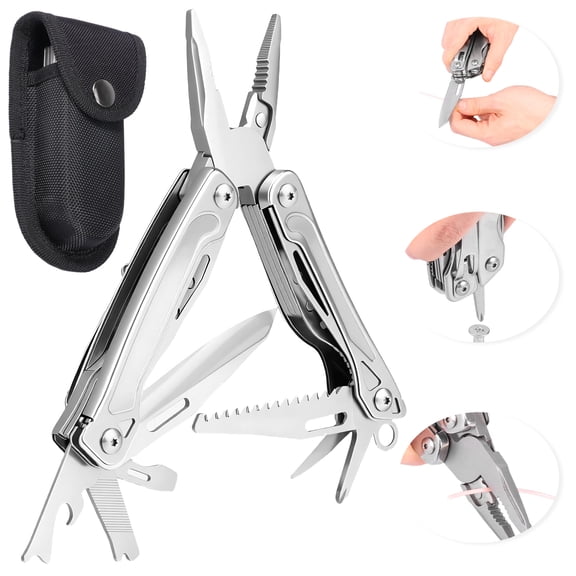 Mini Multitool 13 in1 Small Multitool with Serrated Scissors File and Safety Lock 402 Stainless Steel Multi Tool for Outdoor Adventures and DIY Present for Men
