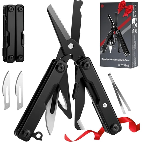 Mini Multitool BI2052AB, EDC Multitool w/Window Breaker, , Bottle Opener for Outdoor , TSA Approved Multi-tool Cool Gadget, Gifts for Men and Women