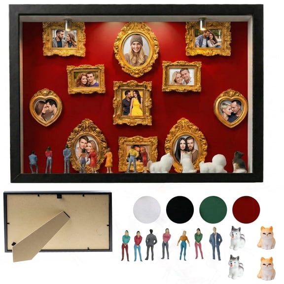 Mini Museum Kit | DIY Mini Museum | All-in-One DIY Shadow Box Kit,LED-Illuminated Silhouette Box Memory Collage | Anniversary/Wedding Eco-Friendly Decor Gift (A Style)