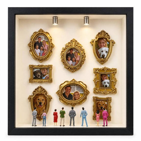 Mini Museum Kit Silhouette Box, DIY Memory Box Small Picture Shadow Box Warm Memorial Gifts, Personalized Mini Frames for Wedding, Birthday, Party, Graduation, Christmas (Photos Not Included), White