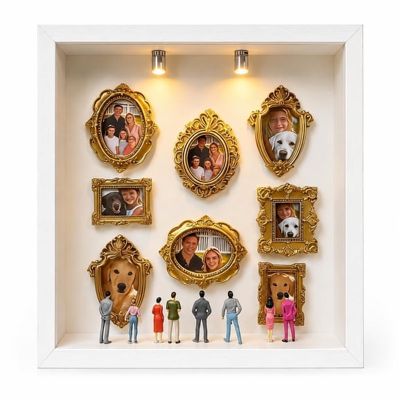 Mini Museum Kit Silhouette Box, DIY Memory Box Small Picture Shadow Box Warm Memorial Gifts, Personalized Mini Frames for Wedding, Birthday, Party, Graduation, Christmas (Photos Not Included), White