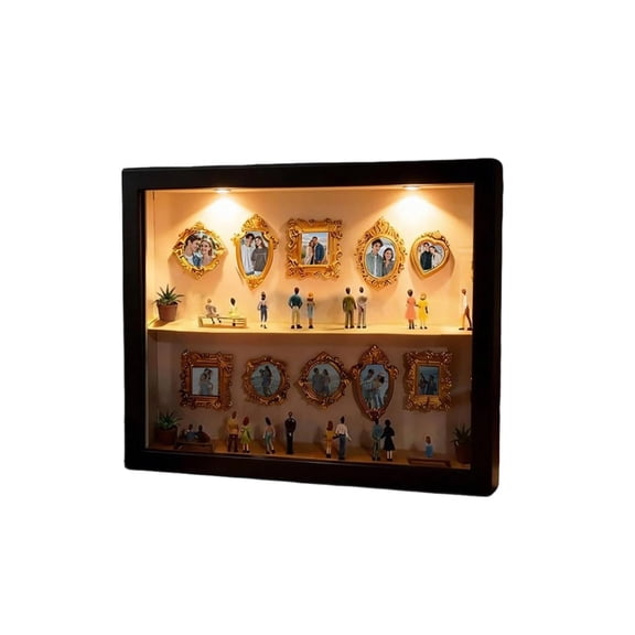 Mini Museum Silhouette Box Frame Ornament, Brown - Desktop Decorative Display Case With Unique Cutout Artwork For Home Office, Shelf, Or Desk Decoration