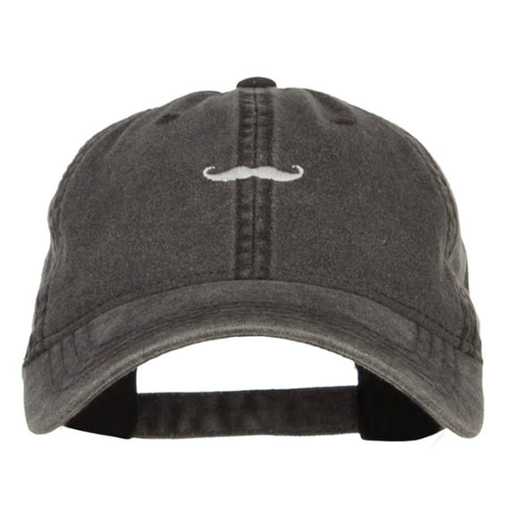 Mini Mustache Embroidered Washed Cap - Black OSFM