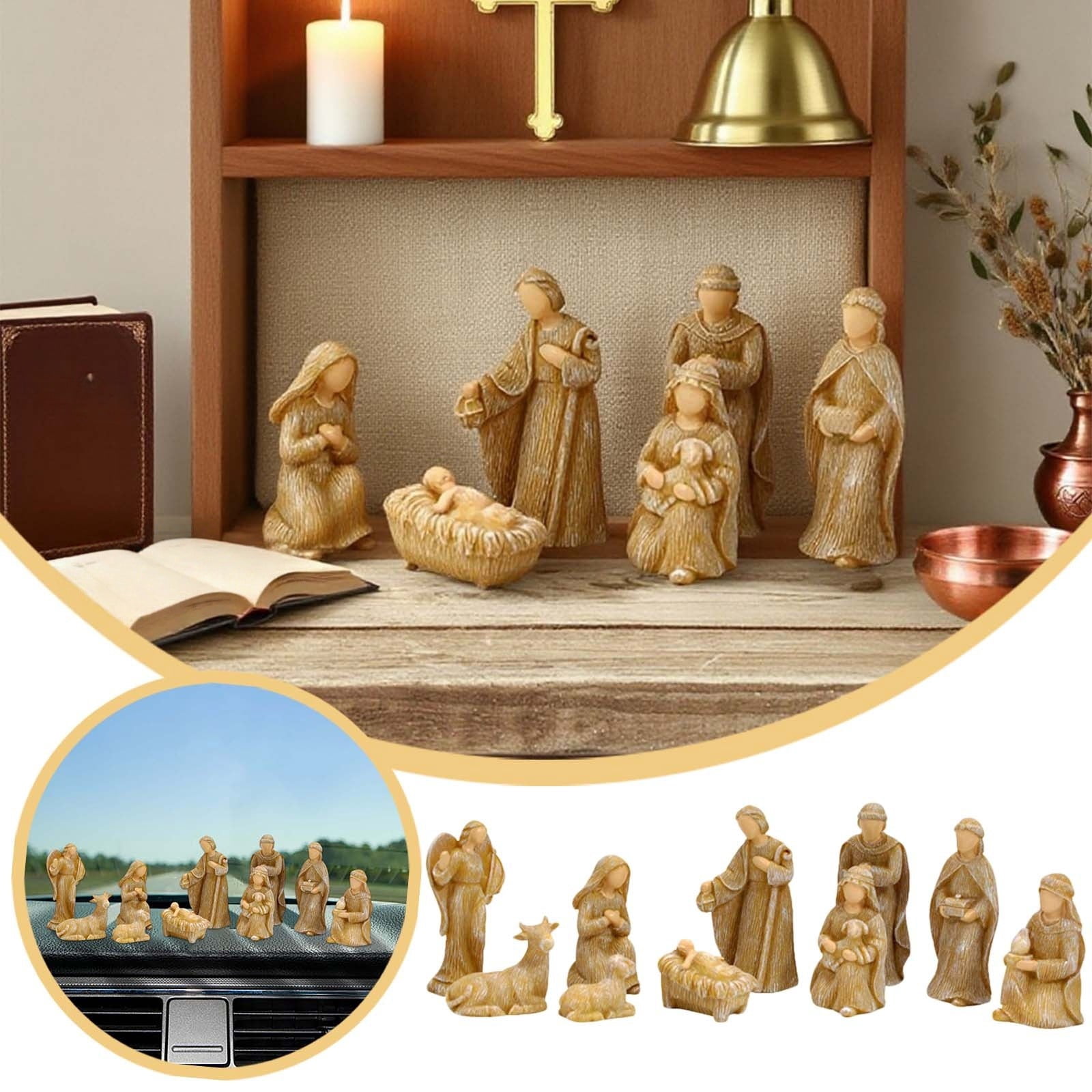 Mini Nativity Scene Set 9 Pcs Christmas Nativity Figurines Resin ...